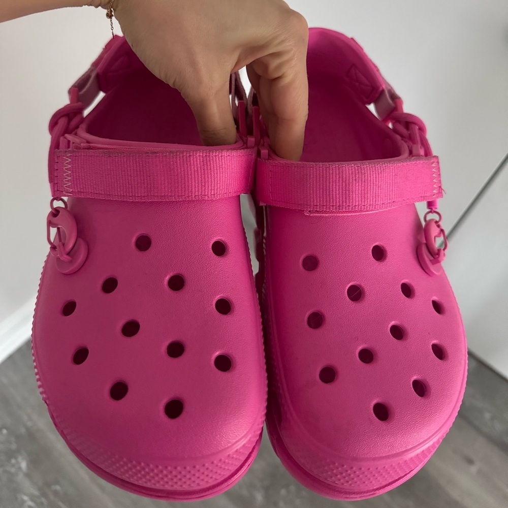 Vibrant Pink POST MALONE Crocs with Chain Detail LIMITED EDITION